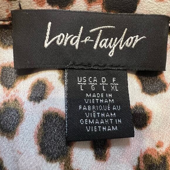 Lord & Taylor Animal Leopard Chiffon Blouse L Large Preppy Career Office Modern - Picture 7 of 7